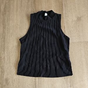 Old Navy Mock NeckSleeveless Black Ribbed Top Size Small